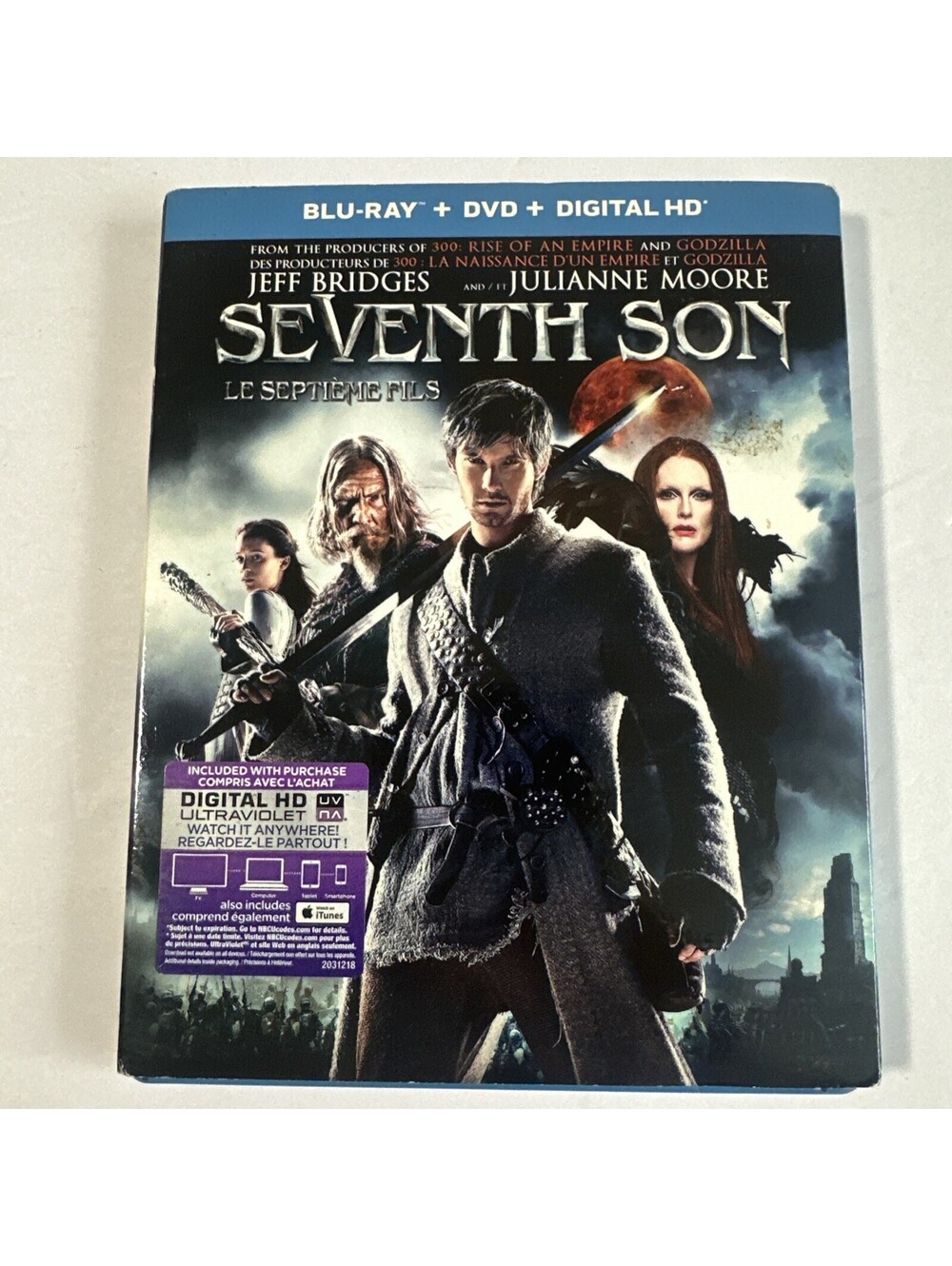 Seventh Son Blu-ray + DVD 2014 w/ Slipcover Jeff Bridges Julianne Moore